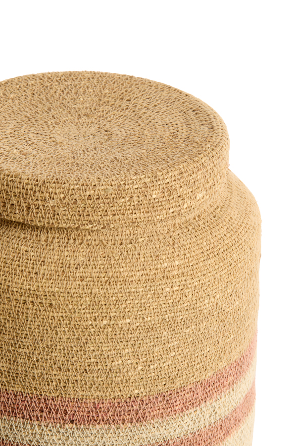 Light & Living Mand S/2 Ø25x32,5+Ø33x37 cm BETANIA zeegras natur+licht roze