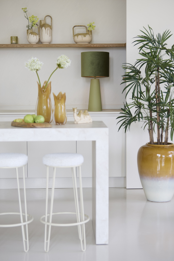 Light & Living Vaas deco 25x14x24 cm SERRES keramiek crème+olijf groen