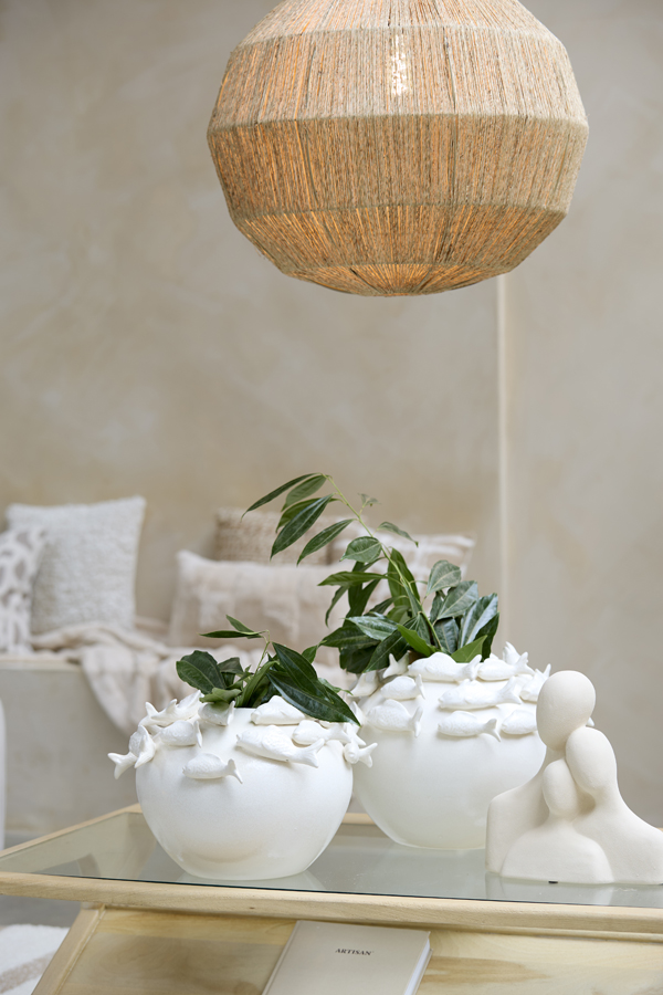 Light & Living Vaas deco Ø40x27 cm FISH keramiek crème