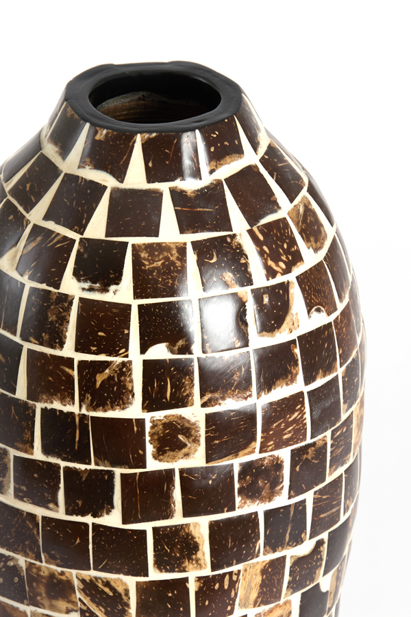Light & Living Vaas deco Ø17x40 cm TUDELA kokosnoot donker bruin