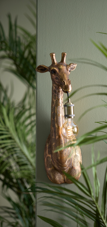 Light & Living Wandlamp 20,5x19x61 cm GIRAFFE antiek brons