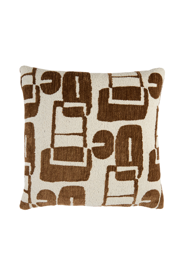 Light & Living Kussen 45x45 cm LYSS donker bruin+crème veren gevuld