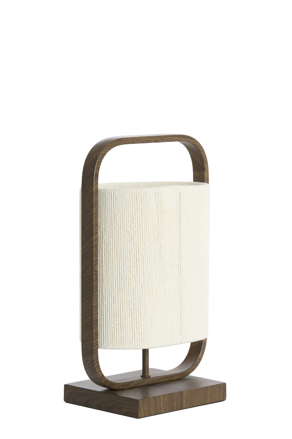 Light & Living Tafellamp 22,5x15x37,5 cm LECCE hout prnt d bruin+touw crème