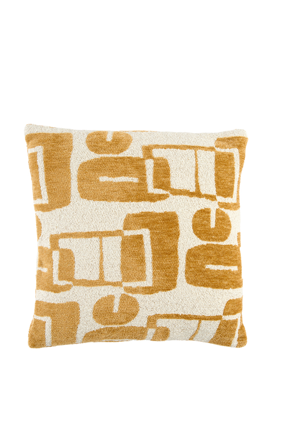Light & Living Kussen 45x45 cm LYSS mosterd geel+crème veren gevuld