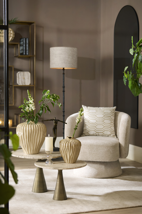 Light & Living Vaas deco Ø19x30 cm VECHHIA keramiek licht bruin
