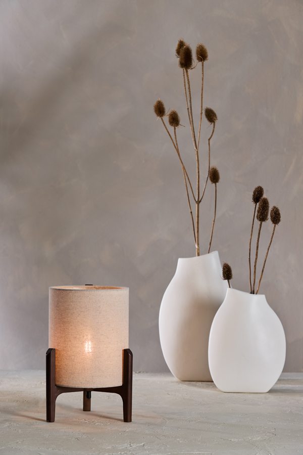 Light & Living Tafellamp Ø22x33 cm LITTO donker bruin+linnen naturel