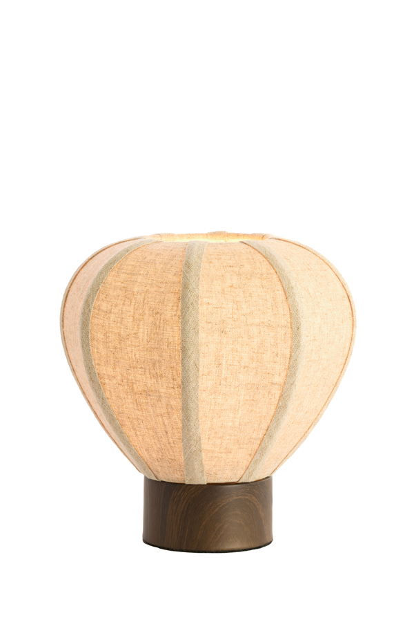 Light & Living Tafellamp Ø23x23,5 cm KYZO hout prnt d bruin+linnen naturel