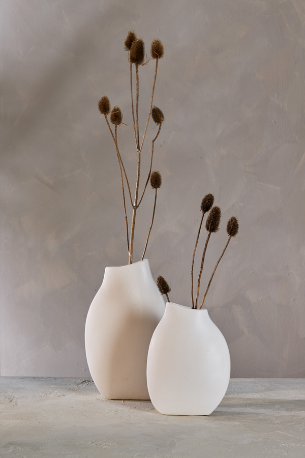 Light & Living Vaas deco 26x11x41,5 cm VOLANO keramiek mat crème