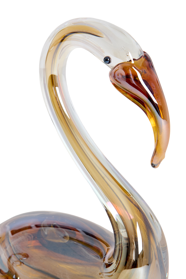 Light & Living Ornament 12x7x17 cm SWAN glas bruin+crème