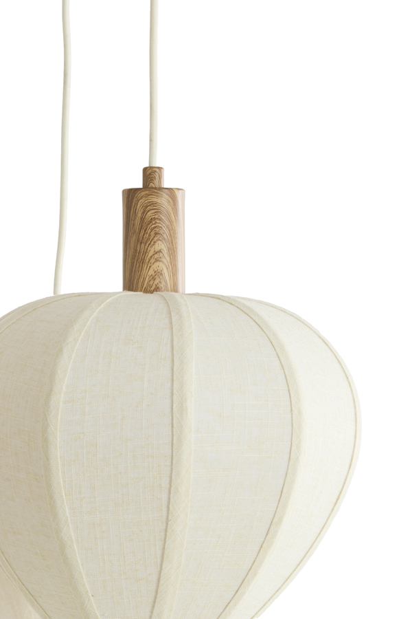 Light & Living Hanglamp 5L Ø76x80 cm HUXI hout print naturel+linnen crème