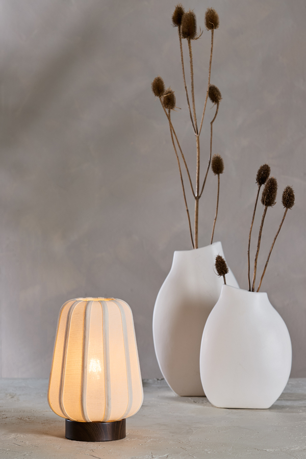 Light & Living Tafellamp Ø20x29 cm BIBIA hout print donker bruin+wit
