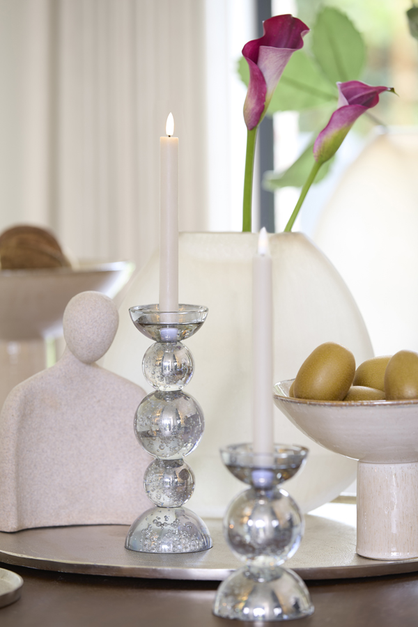 Light & Living Kandelaar Ø10x26,5 cm ITINGA glas bubbel smoke