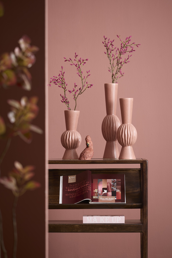Light & Living Vaas deco Ø13,5x40,5 cm SUZZARA keramiek oud roze