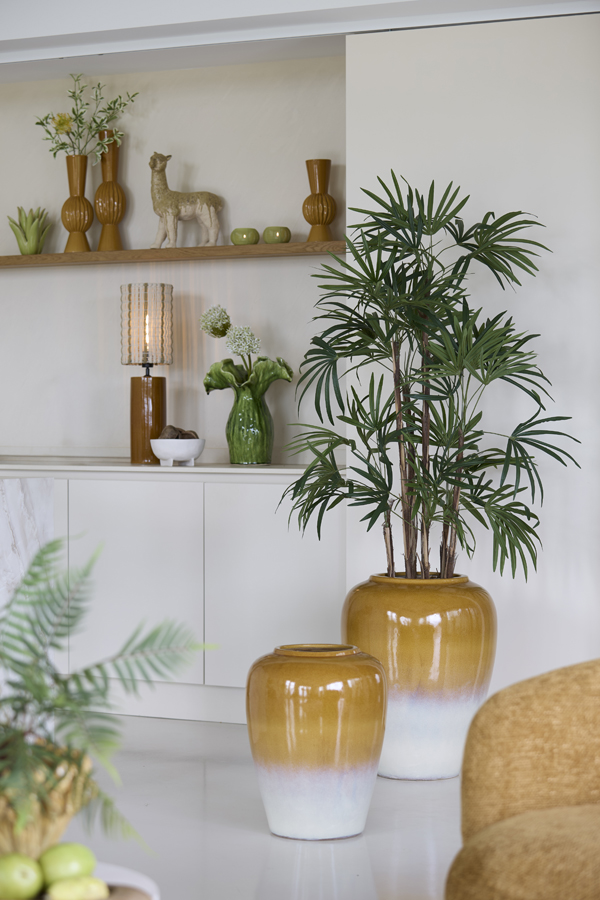 Light & Living Kap cilinder 21-21-31,5 cm SIMBELIN crème+olijf groen