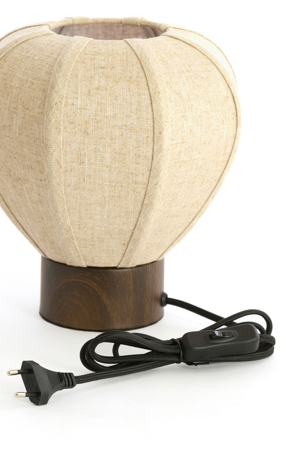 Light & Living Tafellamp Ø23x23,5 cm KYZO hout prnt d bruin+linnen naturel