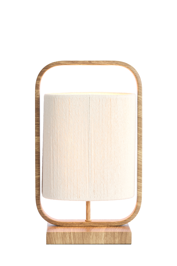 Light & Living Tafellamp 22,5x15x37,5 cm LECCE hout prnt naturel+touw crème