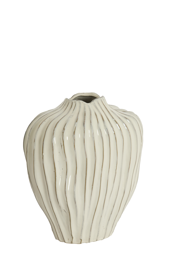 Light & Living Vaas deco 30x19x35 cm VECHHIA keramiek crème