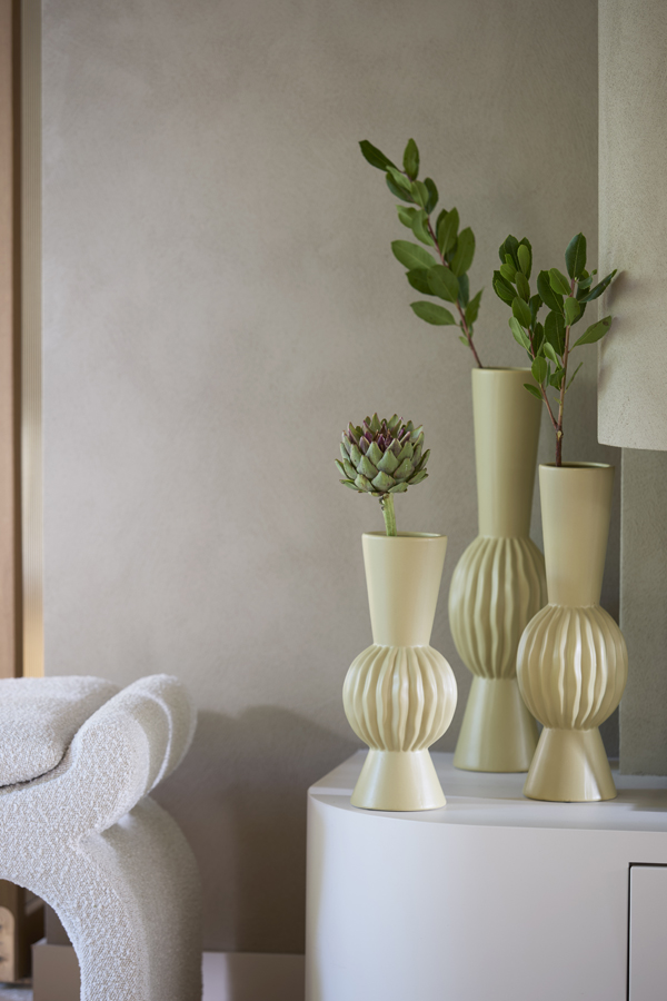 Light & Living Vaas deco Ø13,5x51 cm SUZZARA keramiek licht olijf groen