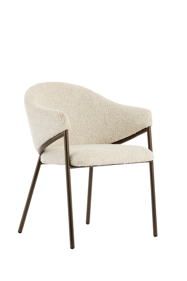 Light & Living Eetkamerstoel 61x60x80 cm NYRO crème-bruin+antiek brons