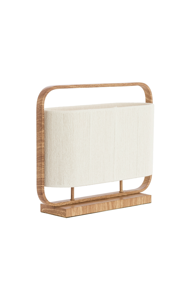 Light & Living Tafellamp 2L 45x15x37,5 cm LECCE hout print natur+touw crème