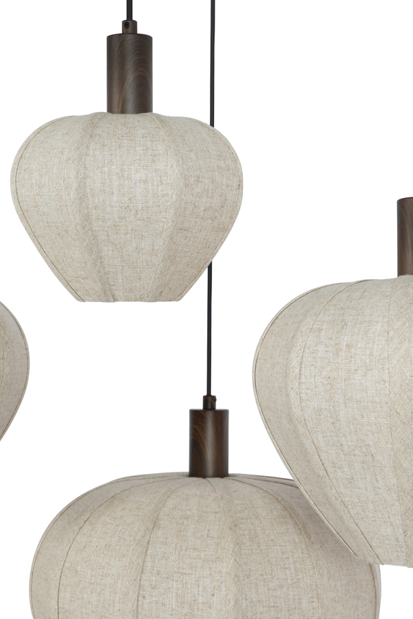 Light & Living Hanglamp 10L 144x49x97,5 cm HUXI hout prnt d bruin+linnen nt