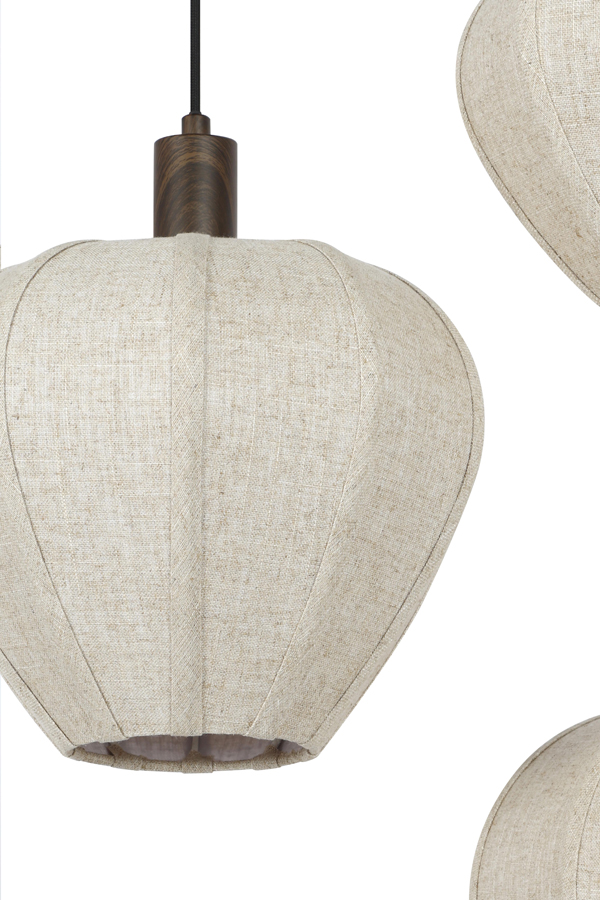 Light & Living Hanglamp 10L 144x49x97,5 cm HUXI hout prnt d bruin+linnen nt