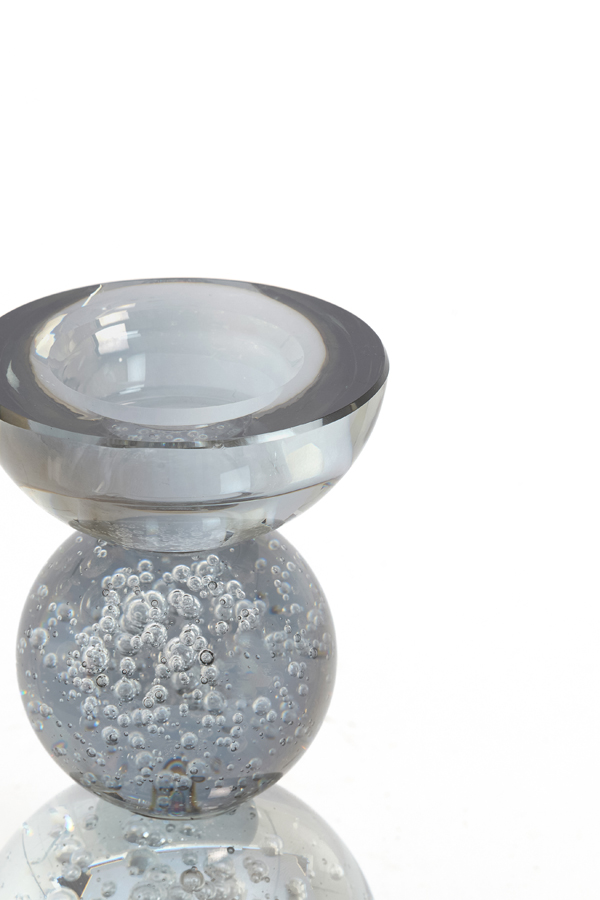 Light & Living Kandelaar Ø8x12 cm ITINGA glas bubbel smoke