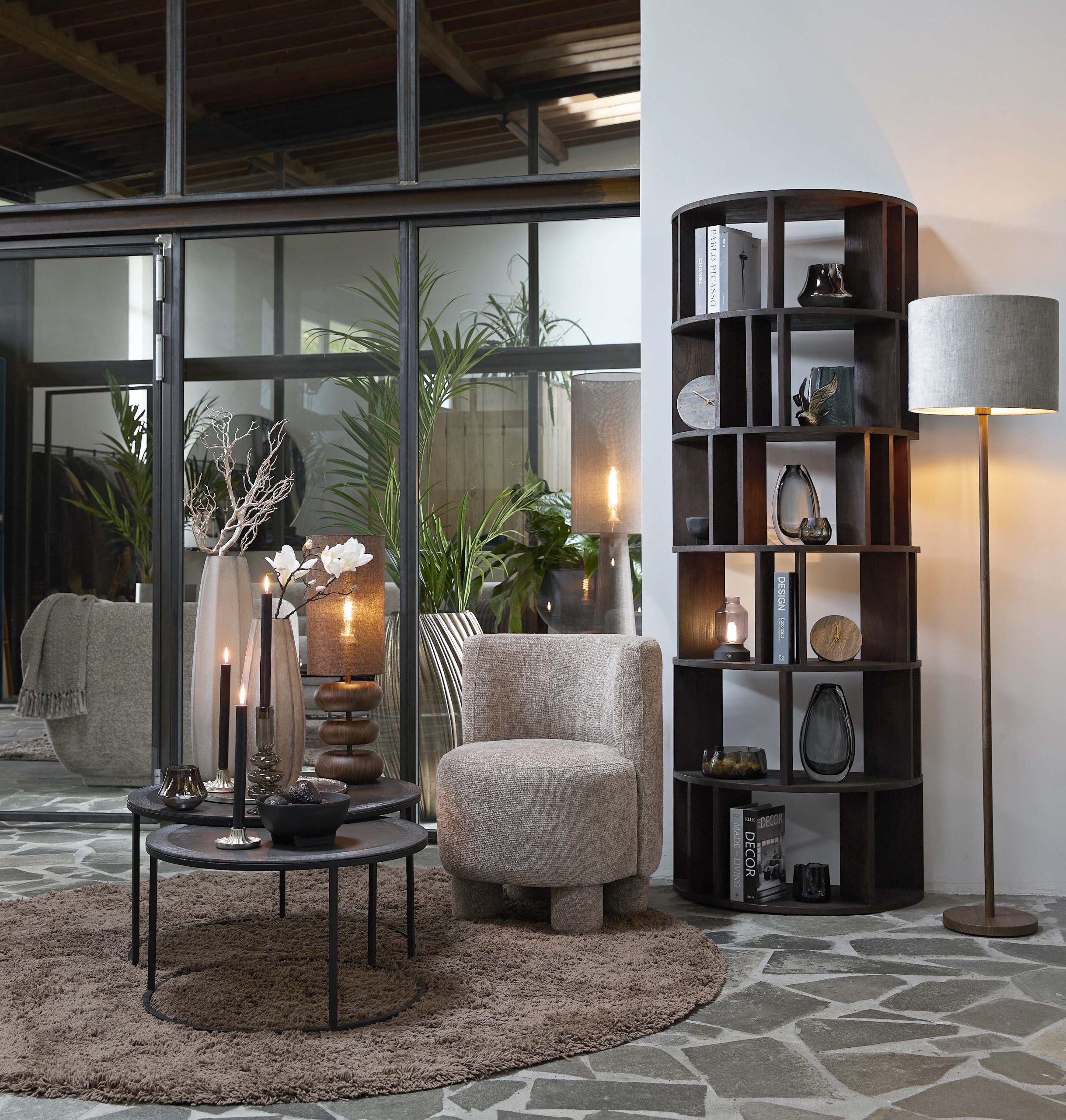 Light & Living Vloerlamp Ø25x148,5 cm WASHINGTON hout print donker bruin