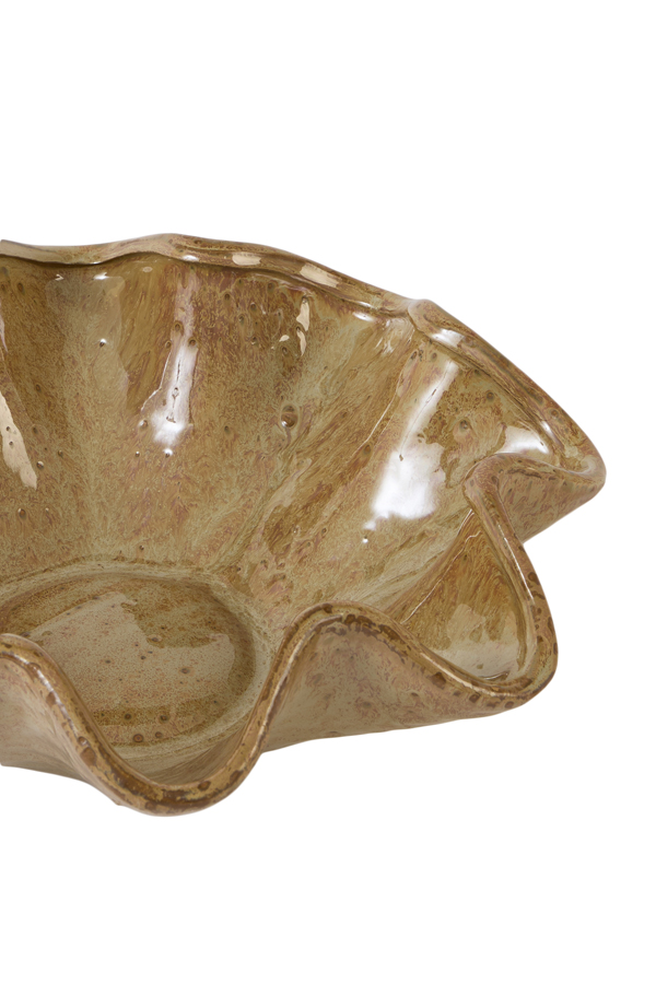 Light & Living Schaal Ø35x10 cm GODENI keramiek bruin-olijf groen