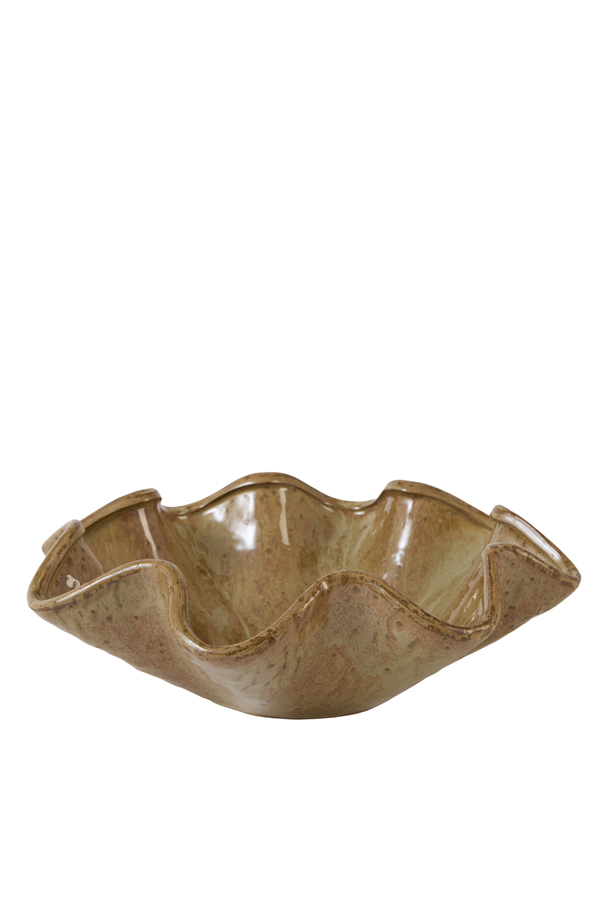 Light & Living Schaal Ø35x10 cm GODENI keramiek bruin-olijf groen