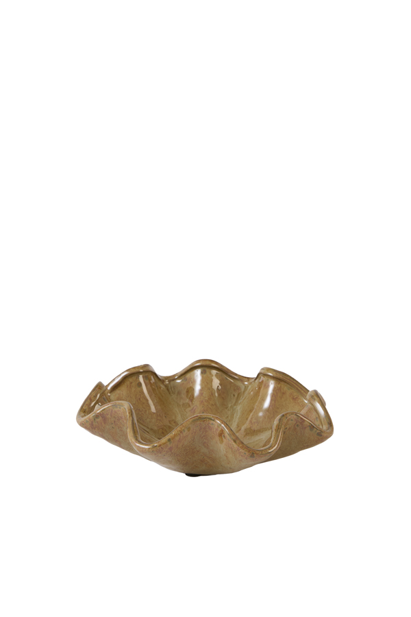 Light & Living Schaal Ø25x8 cm GODENI keramiek bruin-olijf groen