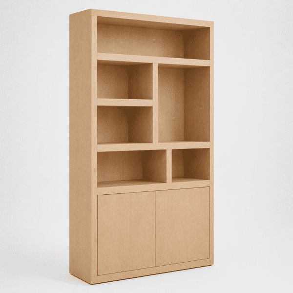 Nijwie Dutch Industries Tampere boekenkast 120 met 2 deuren en 6 open vakken, Natural Oak - Oak Collection