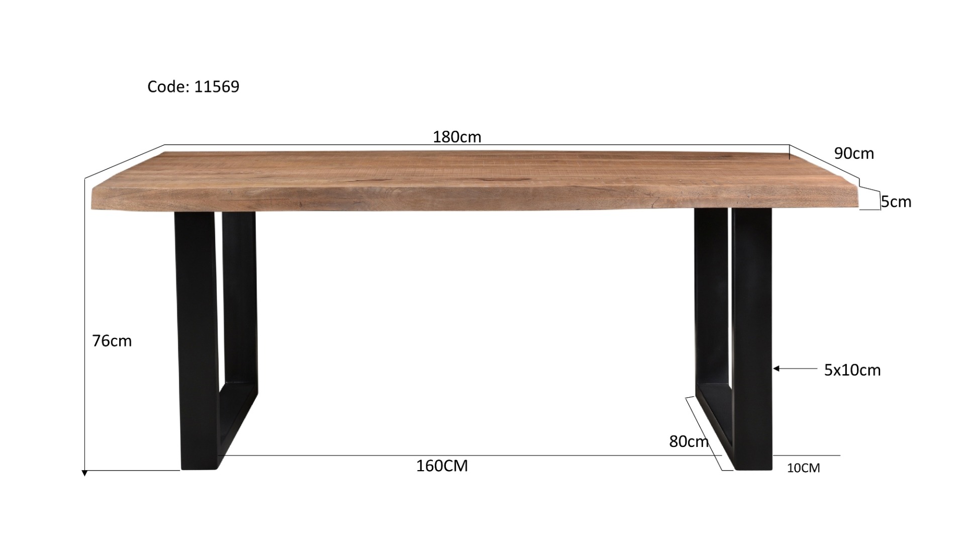 Livingfurn Sturdy Tree Top U 180 cm