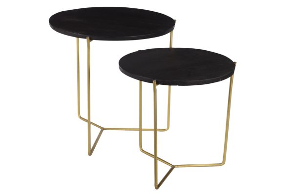 Livingfurn Mason Black/Brass Set of 2