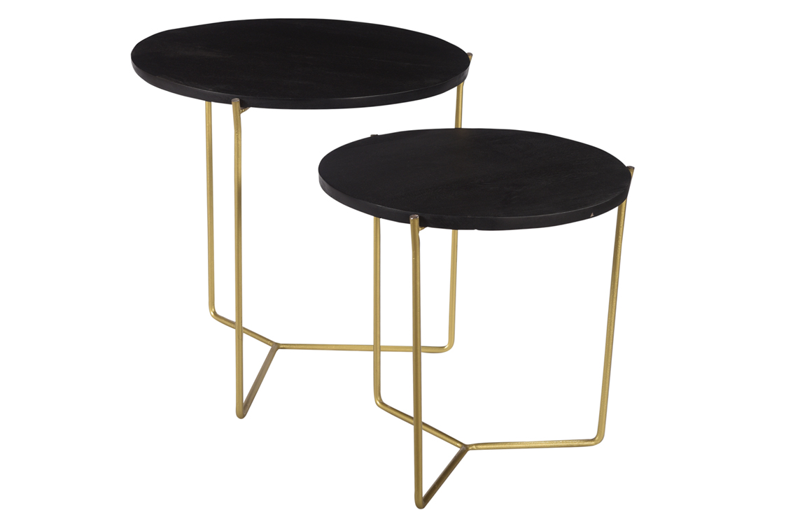 Livingfurn Mason Black/Brass Set of 2
