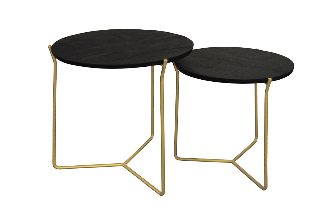 Livingfurn Mason Black/Brass Set of 2