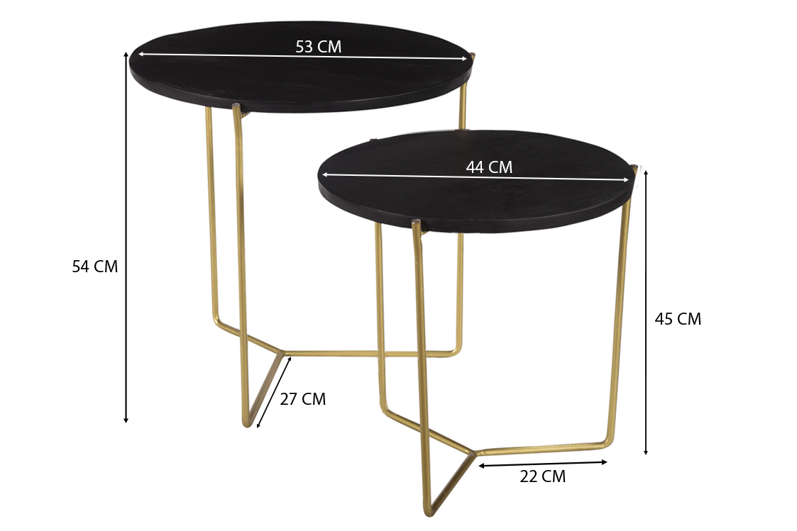 Livingfurn Mason Black/Brass Set of 2