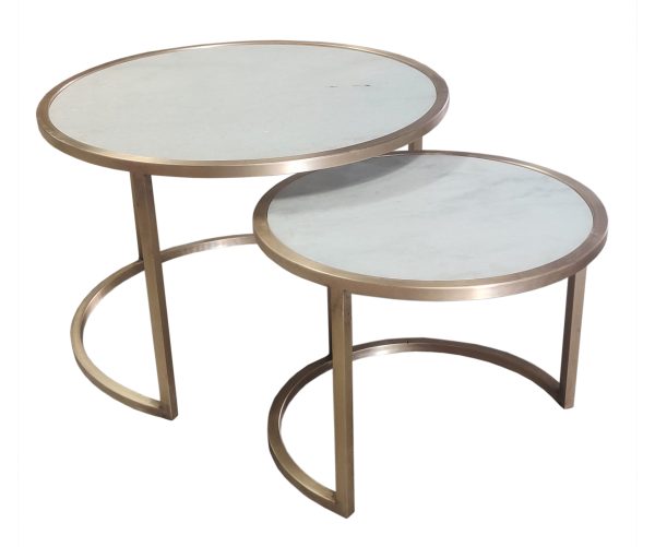 Livingfurn Jamie Marble White Gold Set of 2