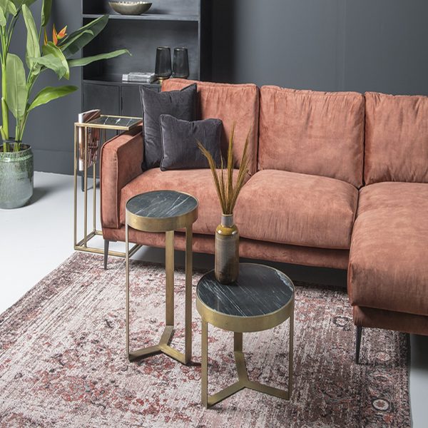 Livingfurn Glennis Marble Black Gold 40 cm