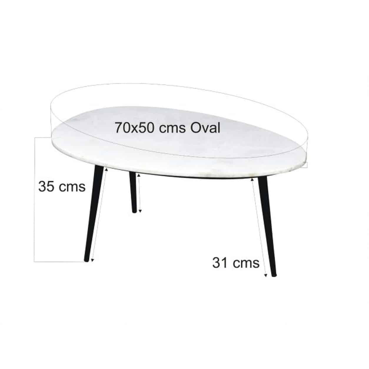 Livingfurn Organic Marble White black 70cm