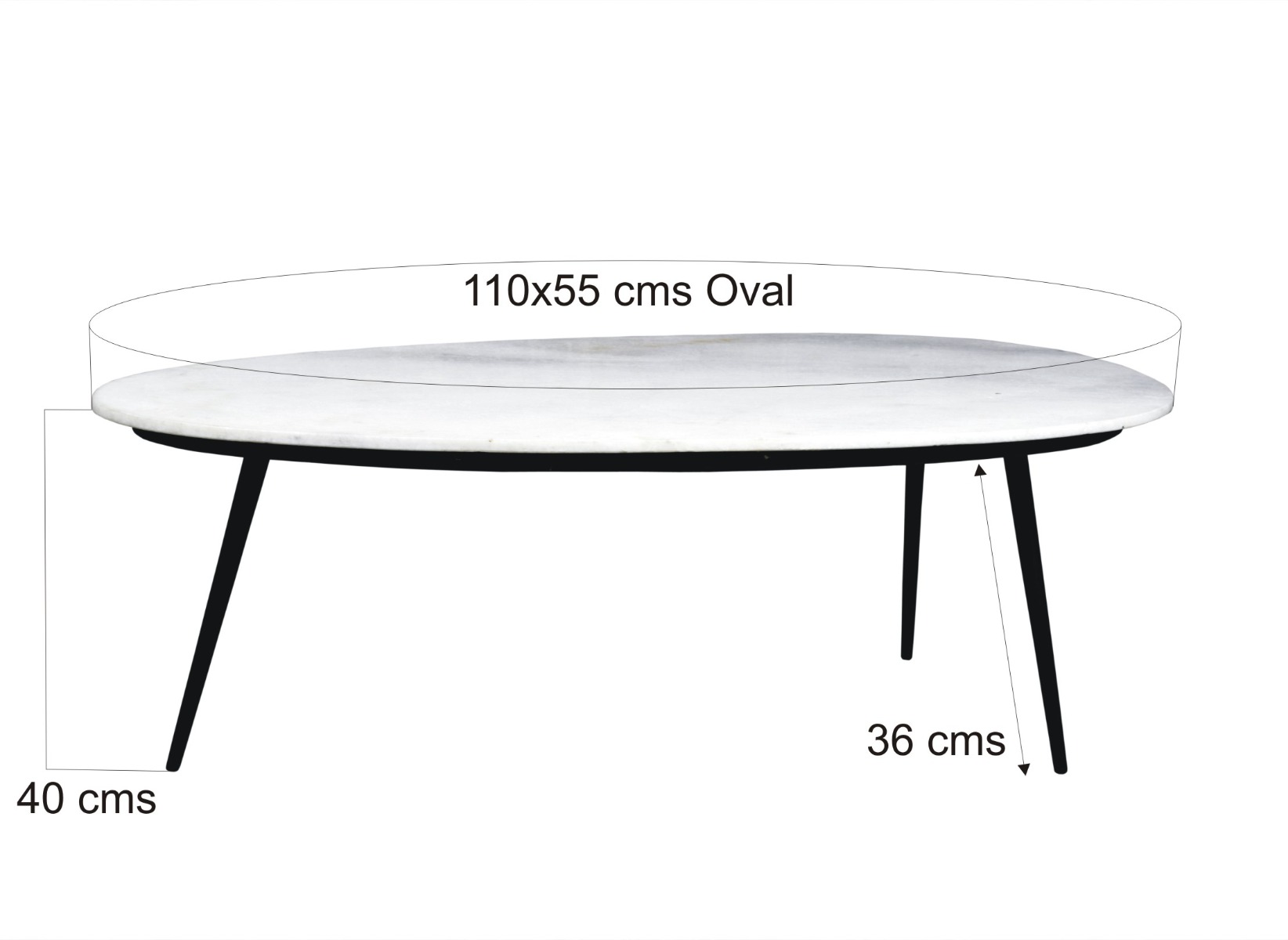 Livingfurn Organic Marble White black 110cm