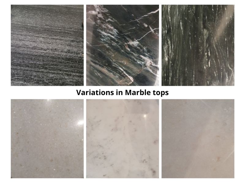 Livingfurn Organic Marble White black 110cm