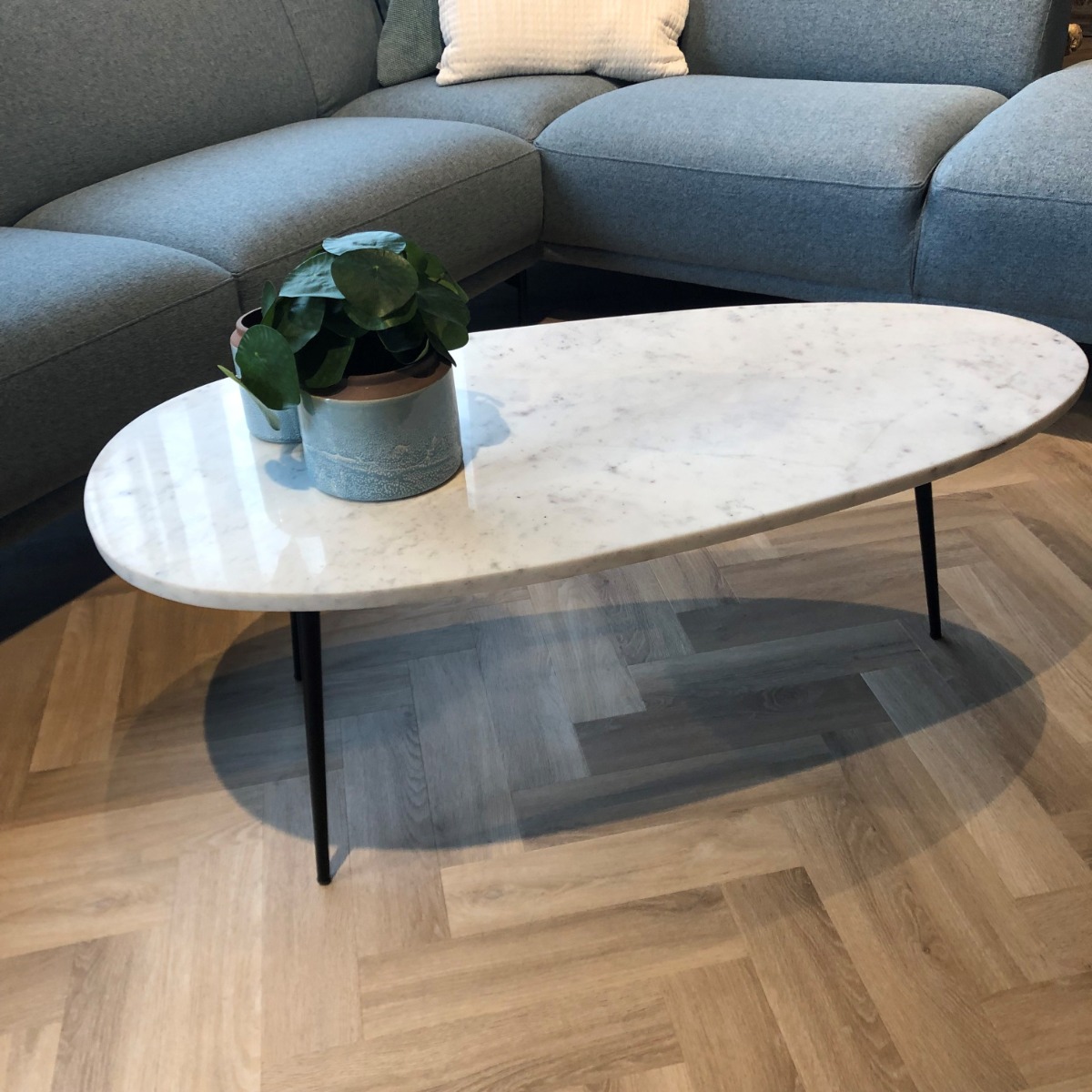 Livingfurn Organic Marble White black 110cm