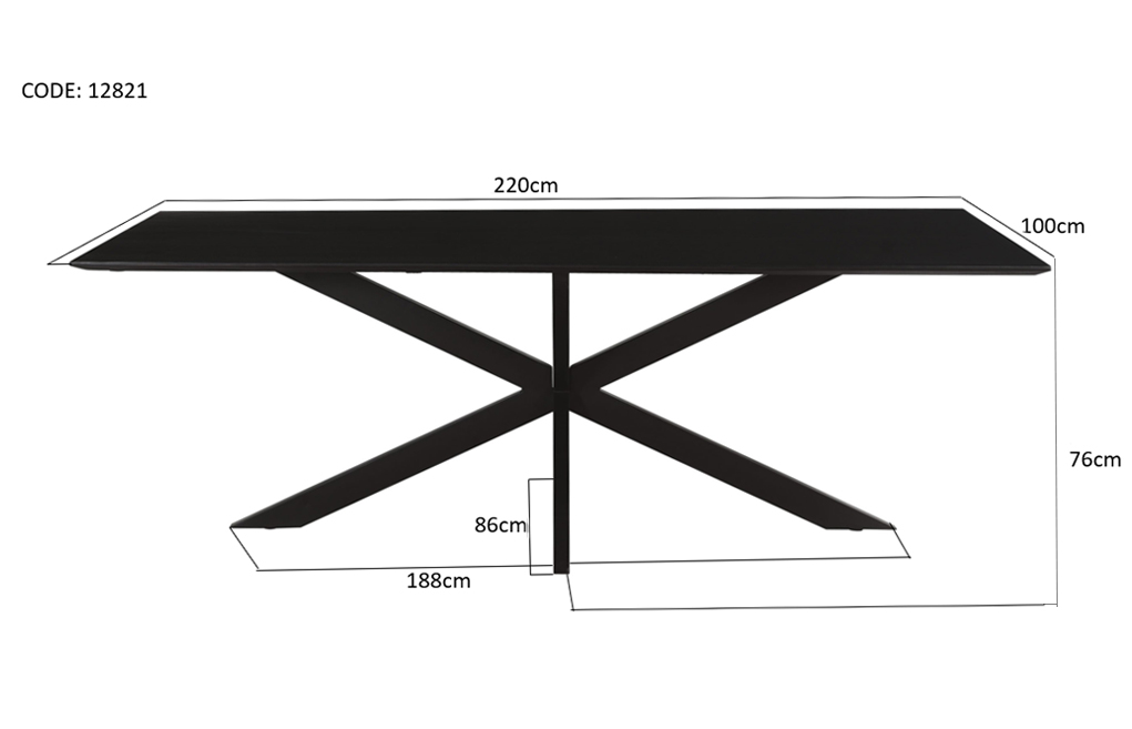 Livingfurn Oslo Spider Black Acasia 220 cm