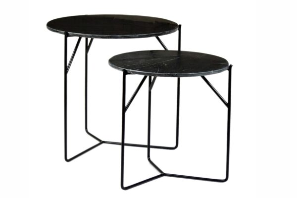 Livingfurn Mason Marble Black/Black Set of 2