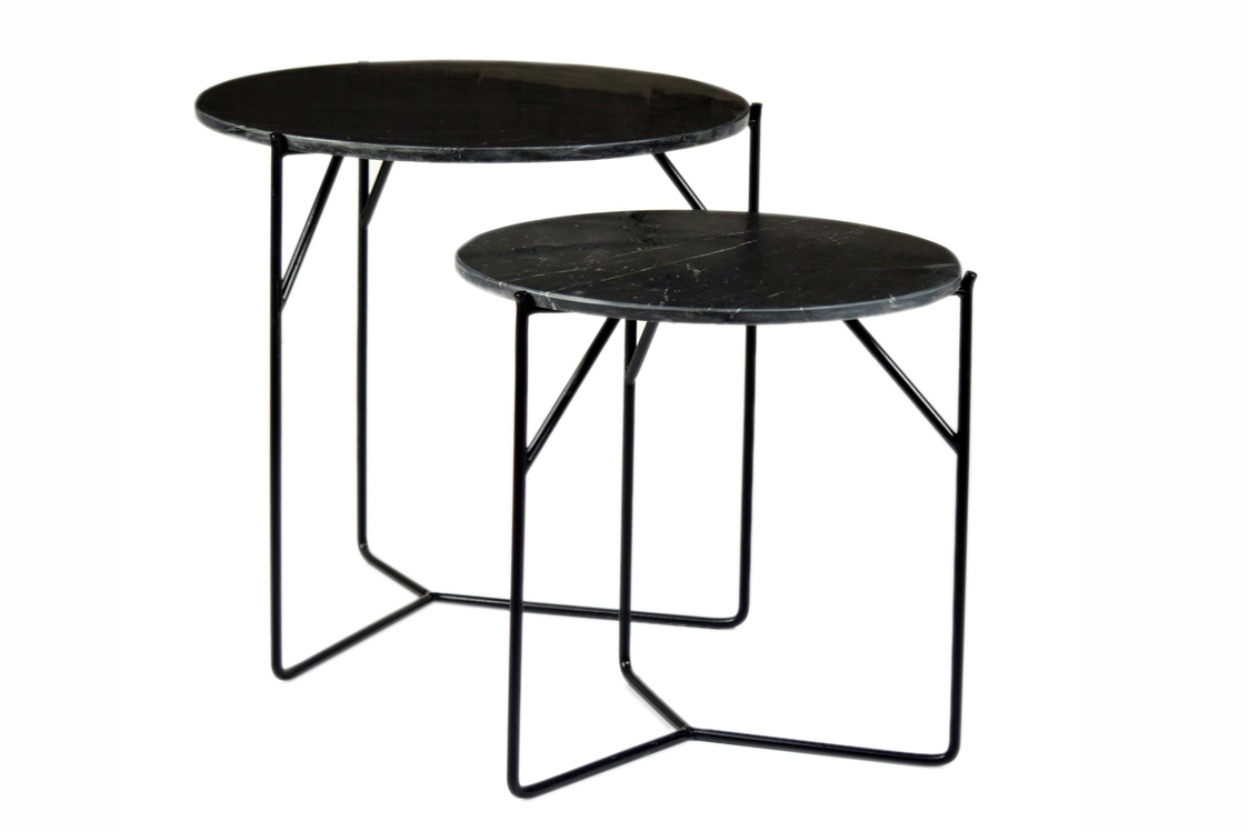 Livingfurn Mason Marble Black/Black Set of 2