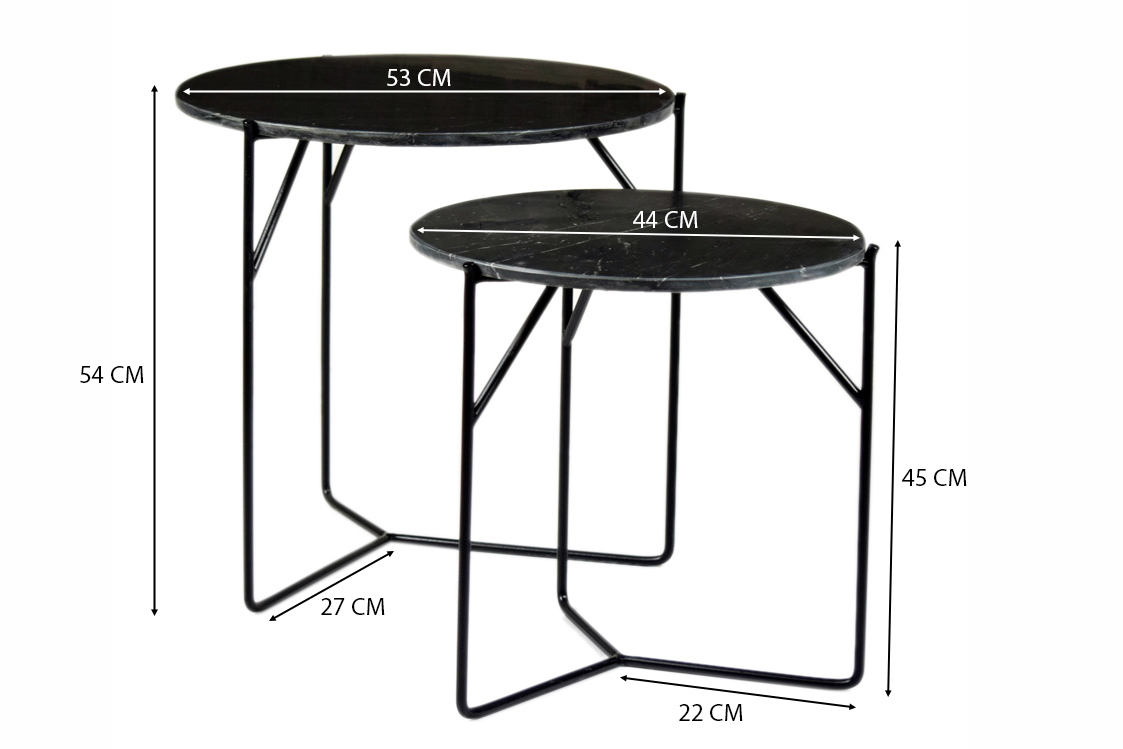 Livingfurn Mason Marble Black/Black Set of 2