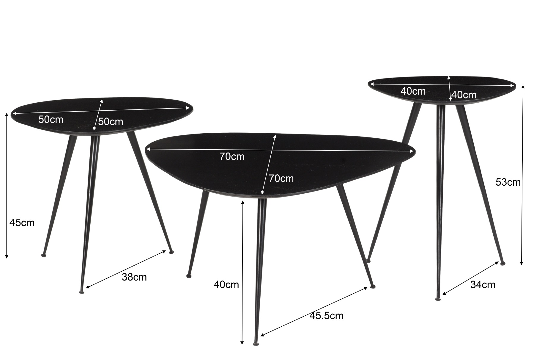 Livingfurn Brix Loua Black set of 3