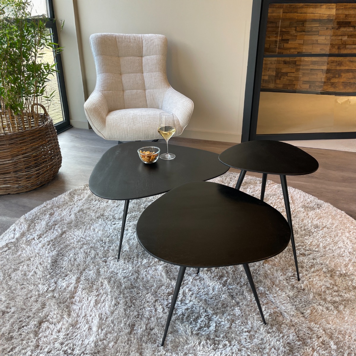 Livingfurn Brix Loua Black set of 3