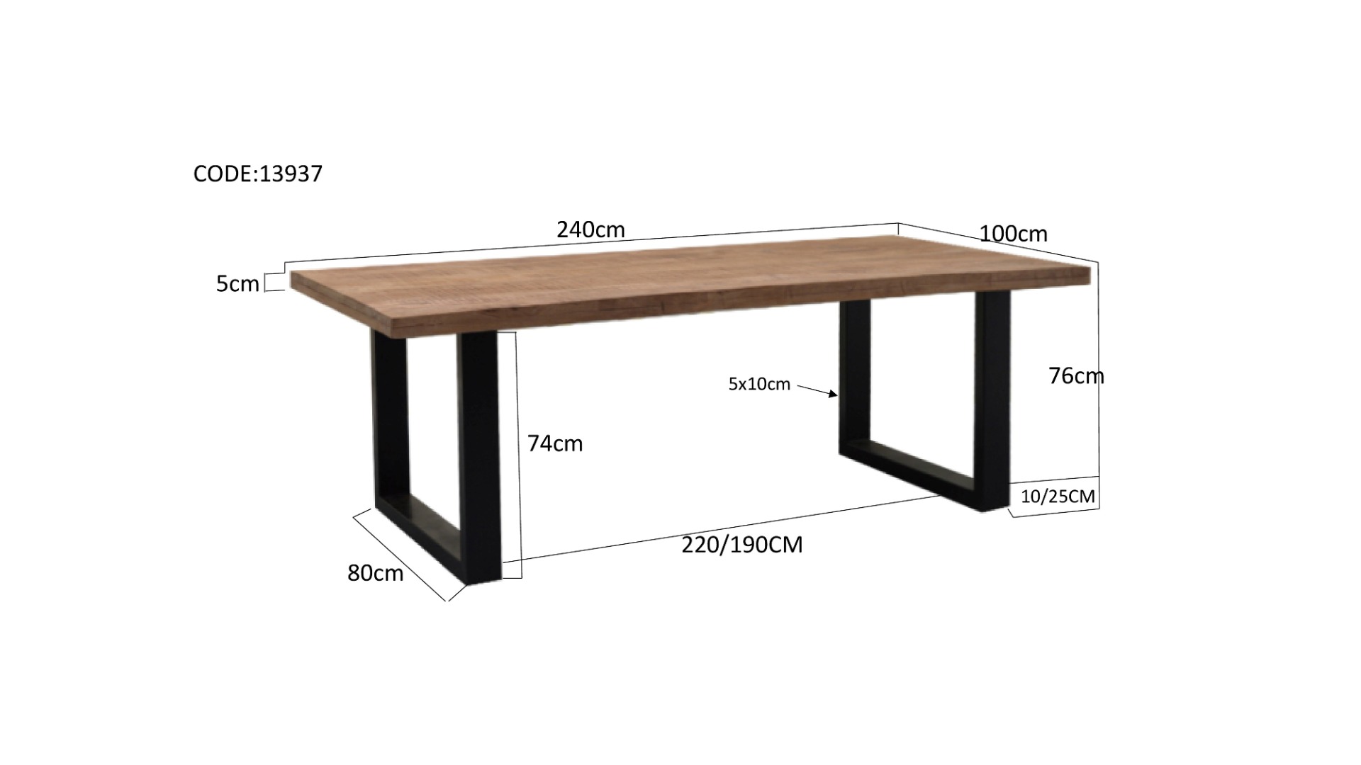 Livingfurn Sturdy U 240x100 cm